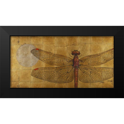 Dragonfly on Gold Black Modern Wood Framed Art Print by Pinto, Patricia