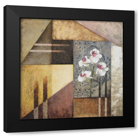 Orchids and Shapes I Black Modern Wood Framed Art Print with Double Matting by Marcon, Michael