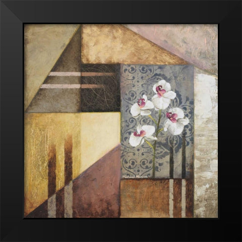 Orchids and Shapes I Black Modern Wood Framed Art Print by Marcon, Michael
