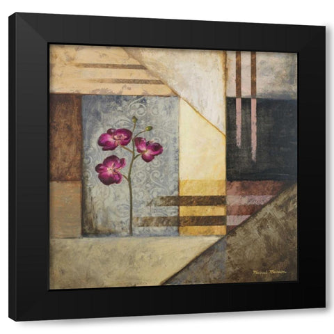 Orchids and Shapes II Black Modern Wood Framed Art Print with Double Matting by Marcon, Michael