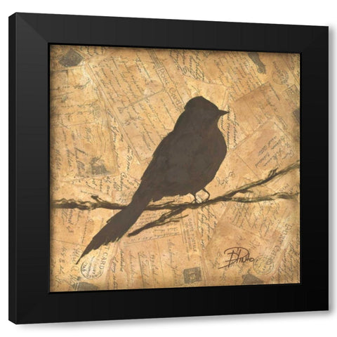 Bird Silhouette I Black Modern Wood Framed Art Print by Pinto, Patricia
