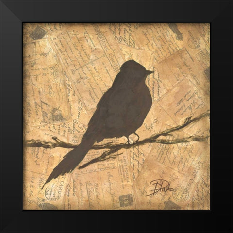 Bird Silhouette I Black Modern Wood Framed Art Print by Pinto, Patricia