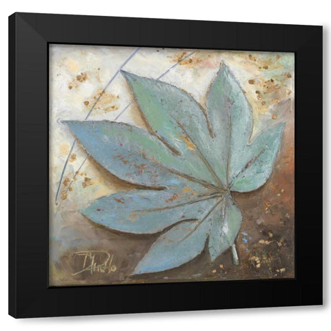 Turquoise Leaf I Black Modern Wood Framed Art Print by Pinto, Patricia