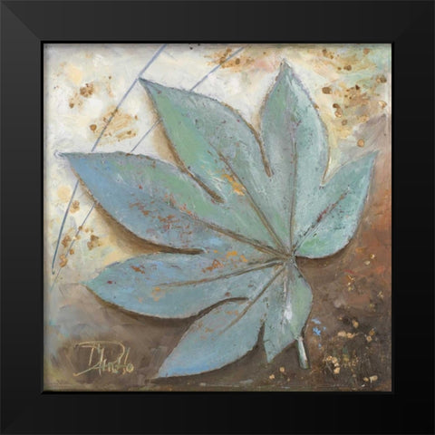 Turquoise Leaf I Black Modern Wood Framed Art Print by Pinto, Patricia