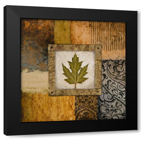 Fallen Leaf II - green Black Modern Wood Framed Art Print by Marcon, Michael