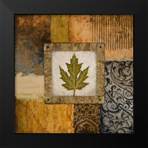 Fallen Leaf II - green Black Modern Wood Framed Art Print by Marcon, Michael