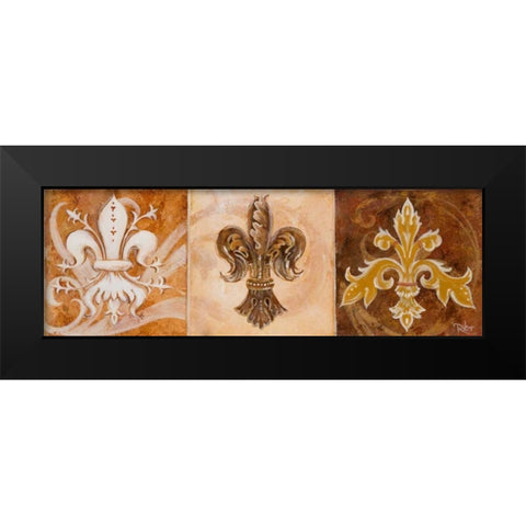 Fleur de Lis Trio Black Modern Wood Framed Art Print by Riker, Thomas