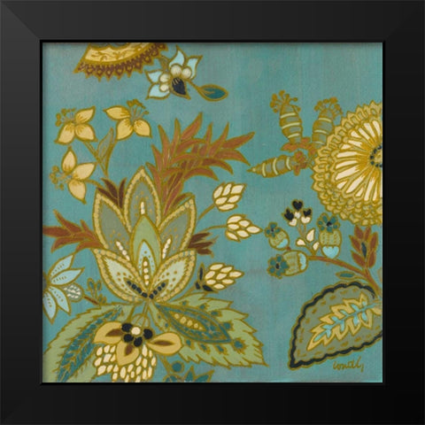 European Floral on Teal I Black Modern Wood Framed Art Print by Loreth, Lanie