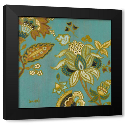 European Floral on Teal II Black Modern Wood Framed Art Print by Loreth, Lanie