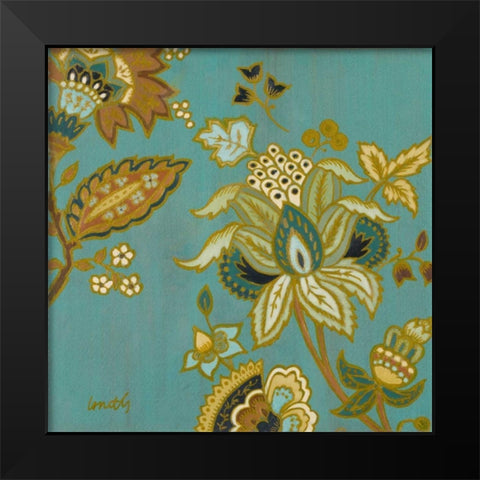 European Floral on Teal II Black Modern Wood Framed Art Print by Loreth, Lanie