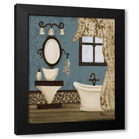 Blue Beach Bath IV Black Modern Wood Framed Art Print with Double Matting by Ritter, Gina