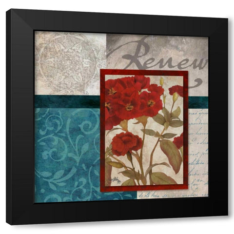 Red Botanicals II Black Modern Wood Framed Art Print by Medley, Elizabeth