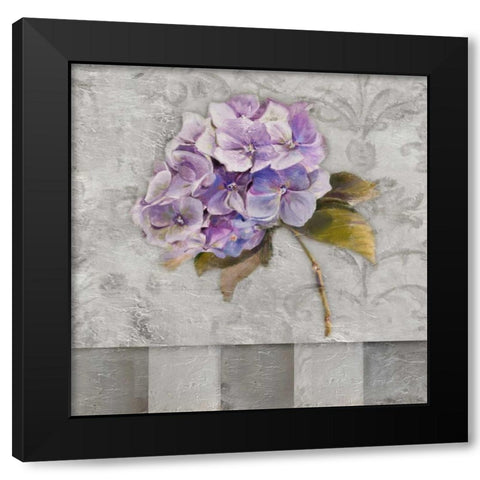 Hydrangeas and Stripes II Black Modern Wood Framed Art Print with Double Matting by Pinto, Patricia