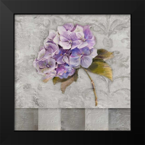 Hydrangeas and Stripes II Black Modern Wood Framed Art Print by Pinto, Patricia