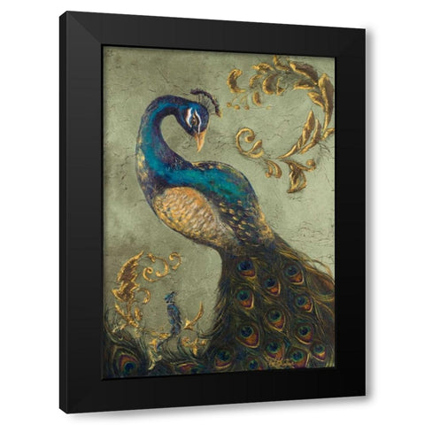 Peacock on Sage II Black Modern Wood Framed Art Print by Hakimipour, Tiffany