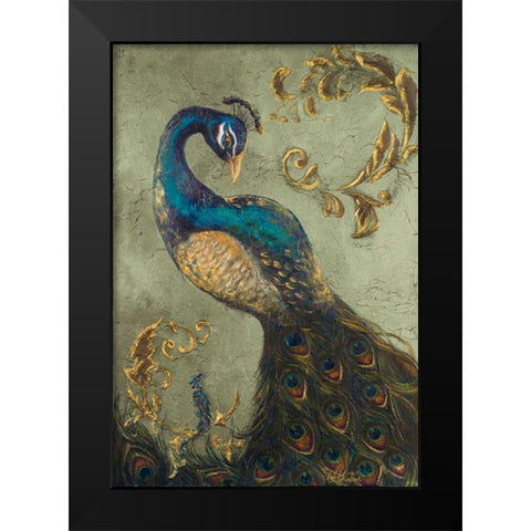 Peacock on Sage II Black Modern Wood Framed Art Print by Hakimipour, Tiffany