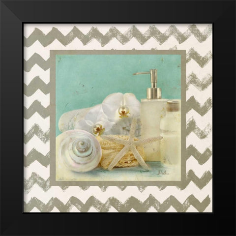 Silver Chevron Bath II Black Modern Wood Framed Art Print by Pinto, Patricia