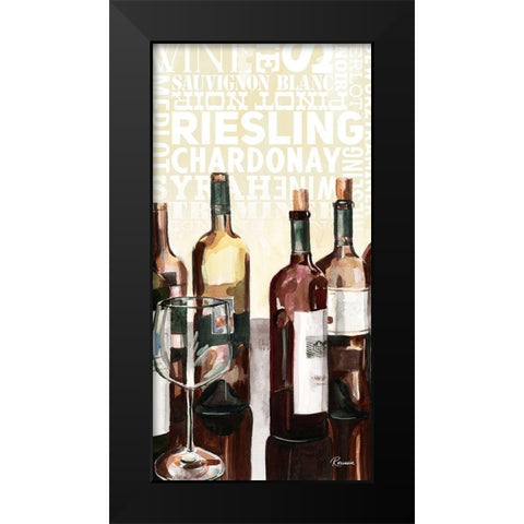 Wine Typography I Black Modern Wood Framed Art Print by French-Roussia, Heather A.