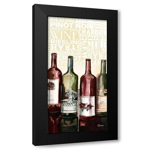 Wine Typography II Black Modern Wood Framed Art Print by French-Roussia, Heather A.
