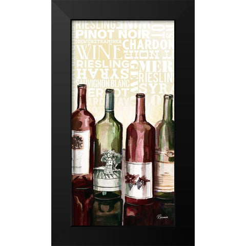 Wine Typography II Black Modern Wood Framed Art Print by French-Roussia, Heather A.