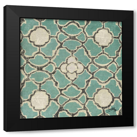 Turquoise Modele VII Black Modern Wood Framed Art Print with Double Matting by Medley, Elizabeth