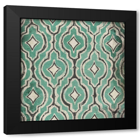 Turquoise Modele II Black Modern Wood Framed Art Print with Double Matting by Medley, Elizabeth