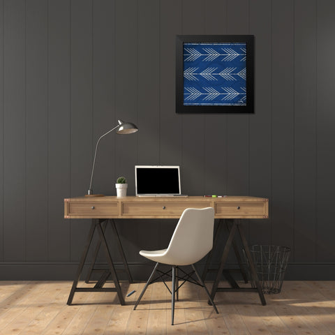 Blue Arrows Black Modern Wood Framed Art Print by Medley, Elizabeth