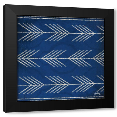 Blue Arrows Black Modern Wood Framed Art Print by Medley, Elizabeth