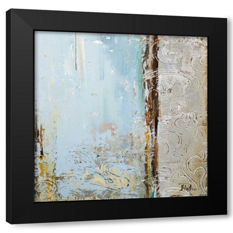 Blue Silver Square II Black Modern Wood Framed Art Print by Pinto, Patricia