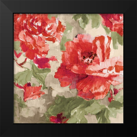 Red Modern Peonies I Black Modern Wood Framed Art Print by Loreth, Lanie