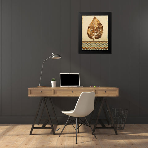 Chevron Leaf I Black Modern Wood Framed Art Print by Pinto, Patricia