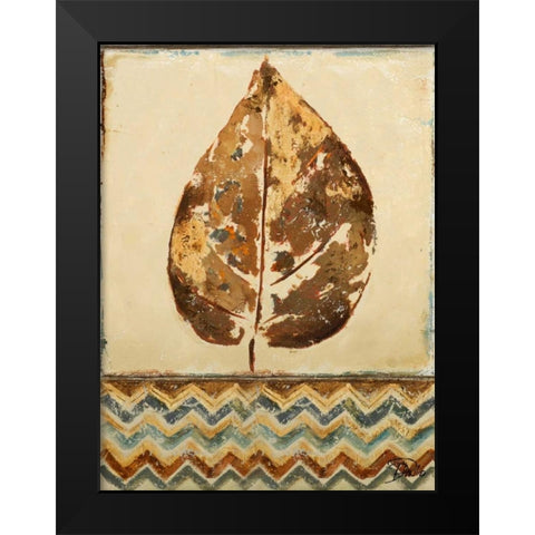 Chevron Leaf I Black Modern Wood Framed Art Print by Pinto, Patricia