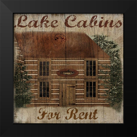 Lake Cabin Black Modern Wood Framed Art Print by Albert, Beth