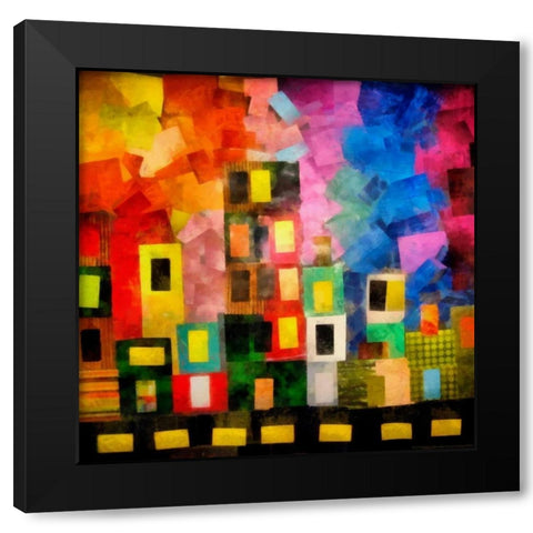 Night City Black Modern Wood Framed Art Print with Double Matting by Calkins, Michelle