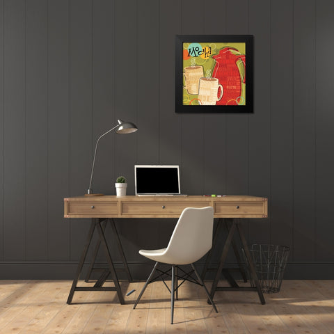 Funky Brew II Black Modern Wood Framed Art Print by Pela Studio