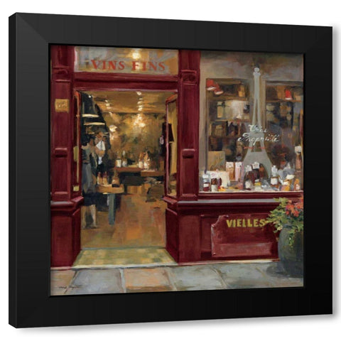 Parisian Wine Shop Red Crop Black Modern Wood Framed Art Print with Double Matting by Hageman, Marilyn
