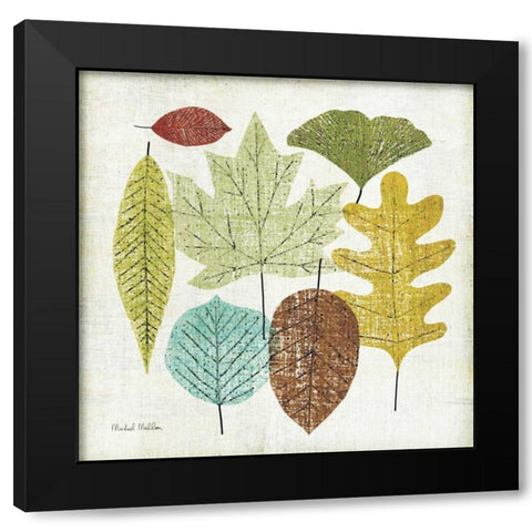 Woodland Leaves Black Modern Wood Framed Art Print by Mullan, Michael