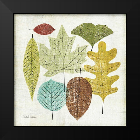 Woodland Leaves Black Modern Wood Framed Art Print by Mullan, Michael