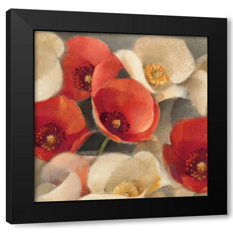 Poppies Bloom II Black Modern Wood Framed Art Print with Double Matting by Hristova, Albena