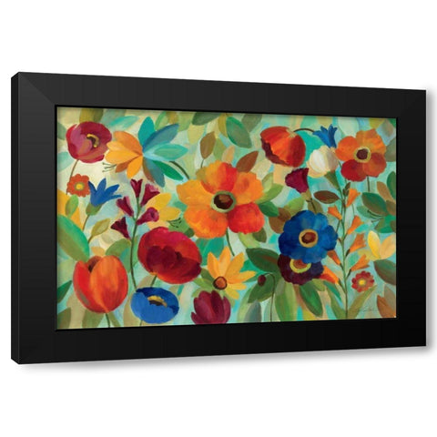 Summer Floral V Black Modern Wood Framed Art Print by Vassileva, Silvia