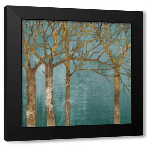 Golden Day Turquoise Black Modern Wood Framed Art Print by Lovell, Kathrine