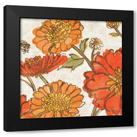 Tangerine Square II Black Modern Wood Framed Art Print with Double Matting by Schlabach, Sue