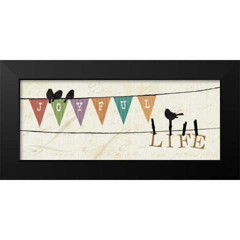 Happy Words II Black Modern Wood Framed Art Print by Pela