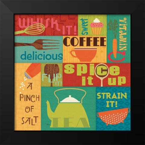 Kitchen It I Black Modern Wood Framed Art Print by Pela Studio