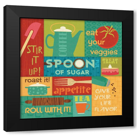 Kitchen It II Black Modern Wood Framed Art Print by Pela Studio