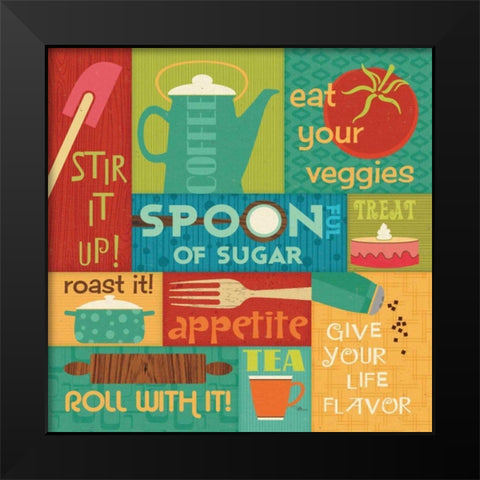 Kitchen It II Black Modern Wood Framed Art Print by Pela Studio