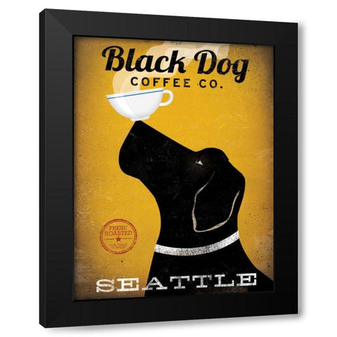 Black Dog Coffee Co Seattle Black Modern Wood Framed Art Print with Double Matting by Fowler, Ryan