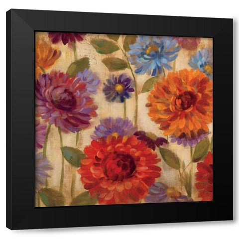 Rainbow Dahlias Crop II Black Modern Wood Framed Art Print by Vassileva, Silvia