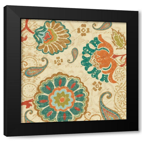 Fall Paisley II Black Modern Wood Framed Art Print by Pela