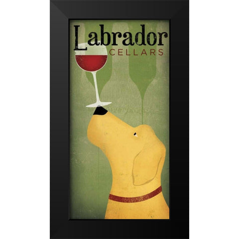 Labrador Wine Dog Black Modern Wood Framed Art Print by Fowler, Ryan